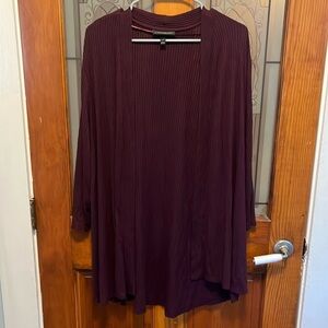 Soft burgundy open front cardigan